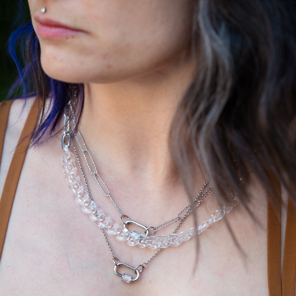 1x Custom Minimalist choker carabiner paperclip chain necklace 16” - Picture 2 of 15